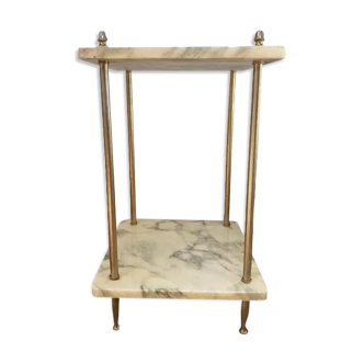 Marble and brass pedestal table / end of sofa