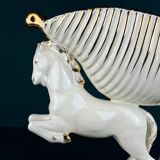 Antique ceramic vase with horses by Egisto Fantechi Maioliche Ceramic, Sesto Fiorentino, Italy, 1940s.