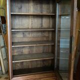 Walnut display cabinet with drawer