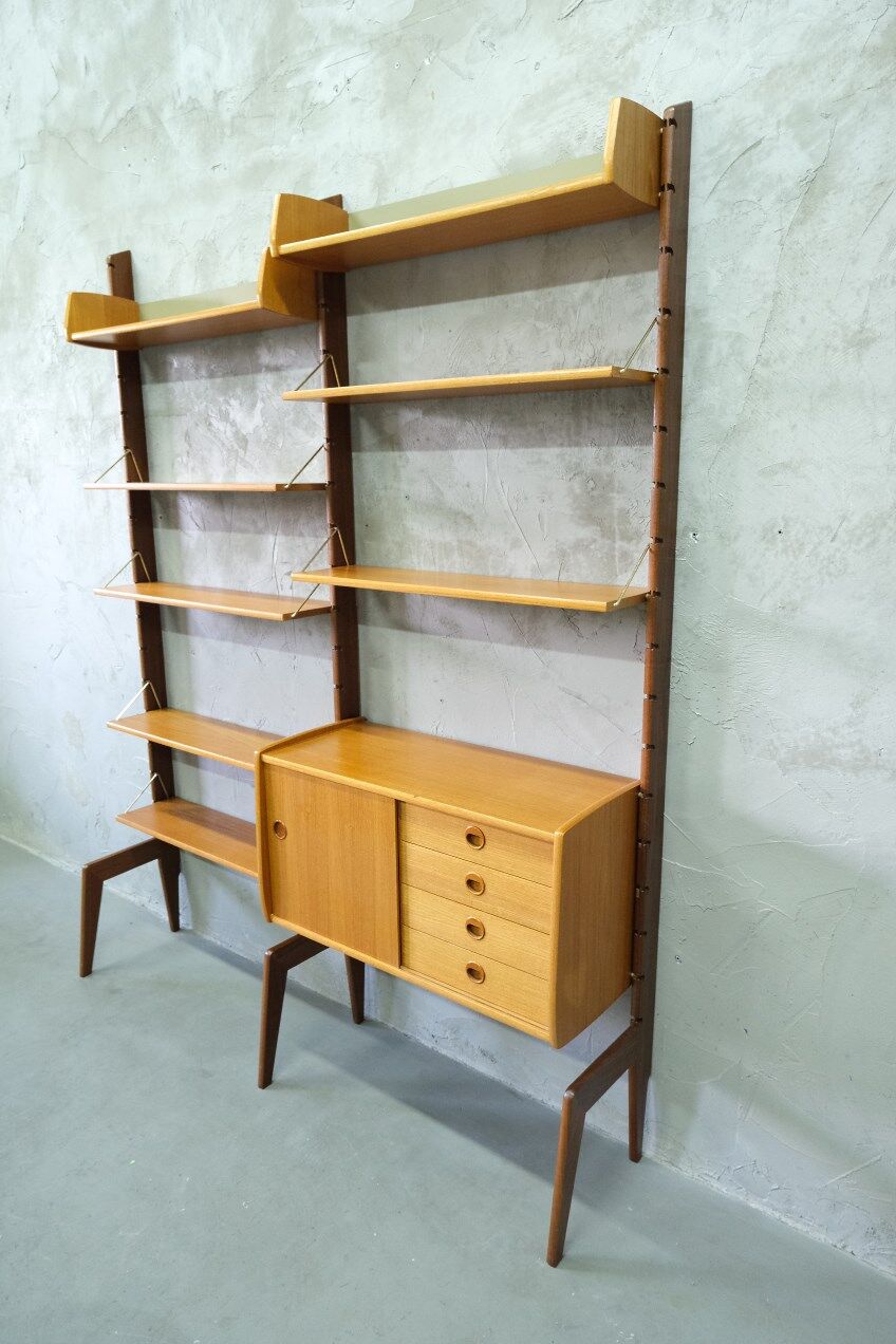 Mid-Century Modular Free-Standing Teak Wall Unit  by John Texmon for Blindheim Mobelfabrik, Norway,