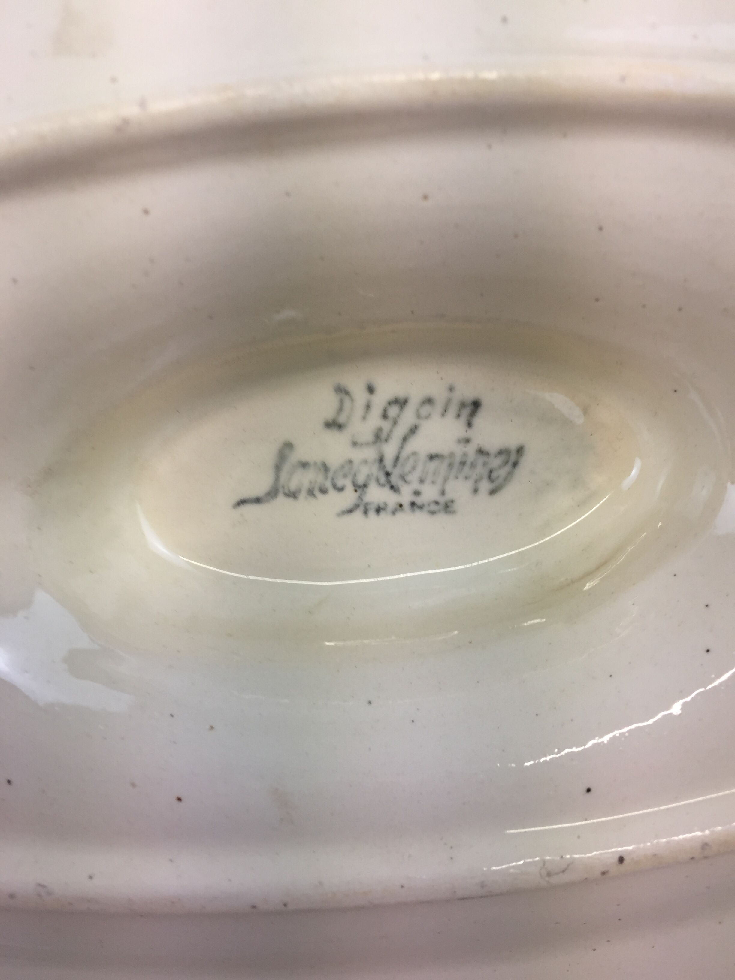 Old sauce boat Ivory made in France Digoin Sarreguemines