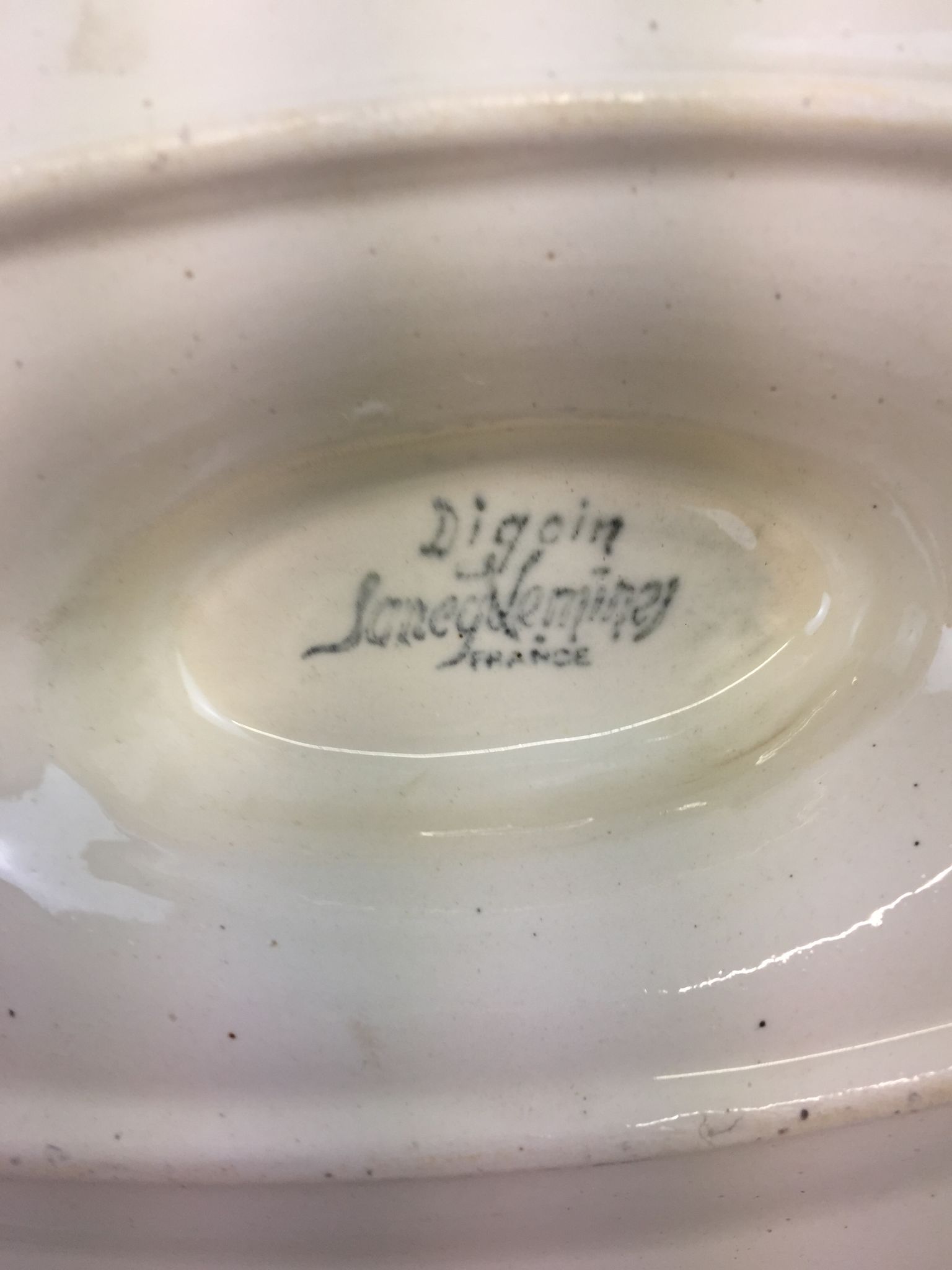 Old sauce boat Ivory made in France Digoin Sarreguemines