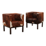 Vintage set of cowhide armchairs, 1970.