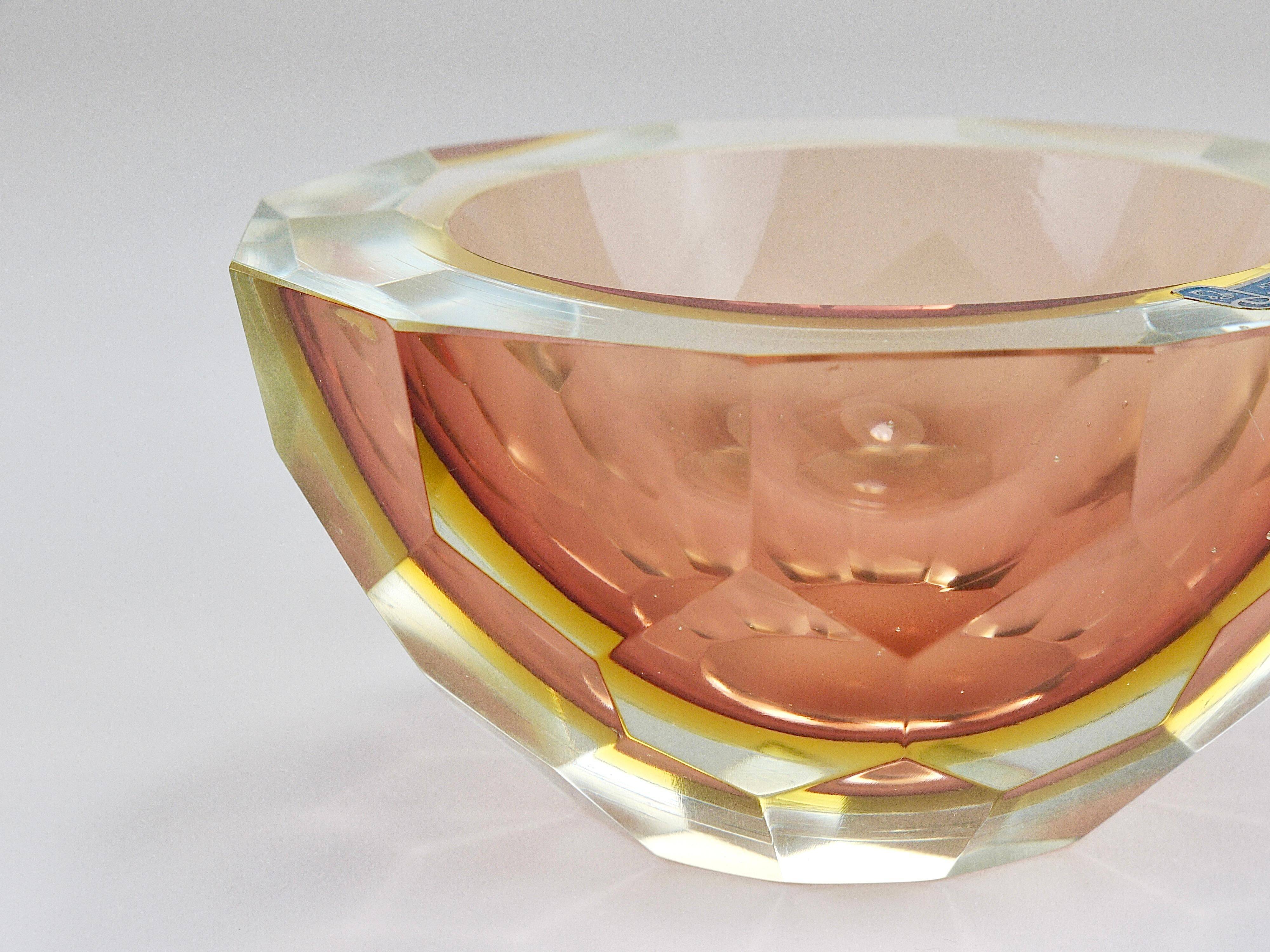Large Faceted Murano Glass Bowl for Caviar, Italy, 1960s