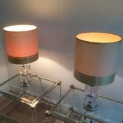 Paire de lampes en verre et chrome. Vers 1970
