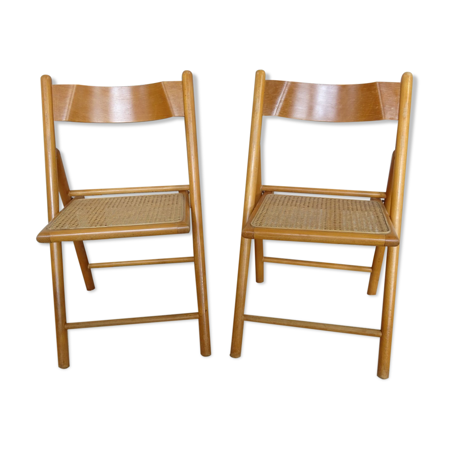 Pair of canned folding chairs