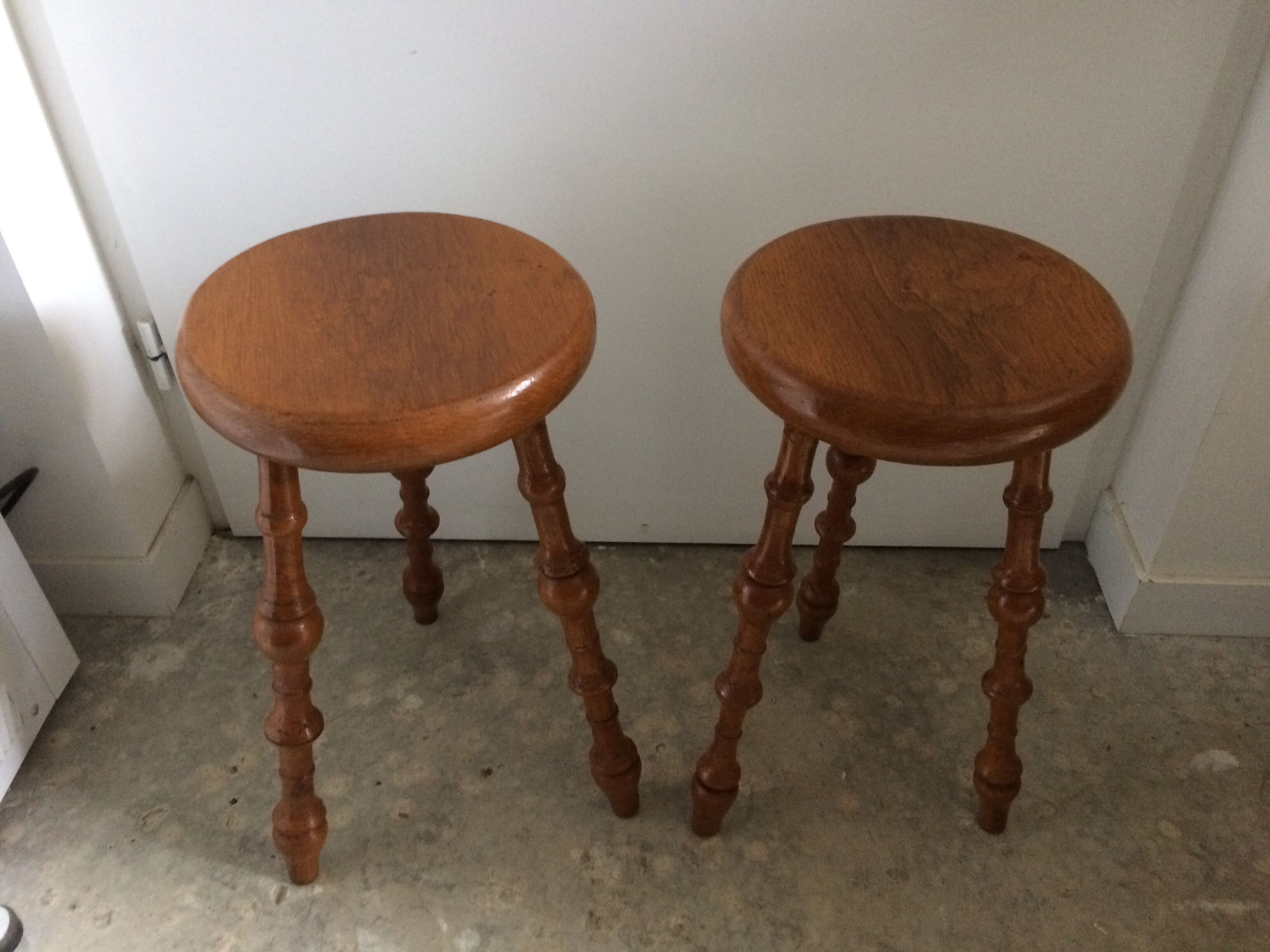 Pair of vintage tripod stools