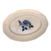 Oval dish signed Sarreguemines Digoin France number 66 with blue pink floral decoration