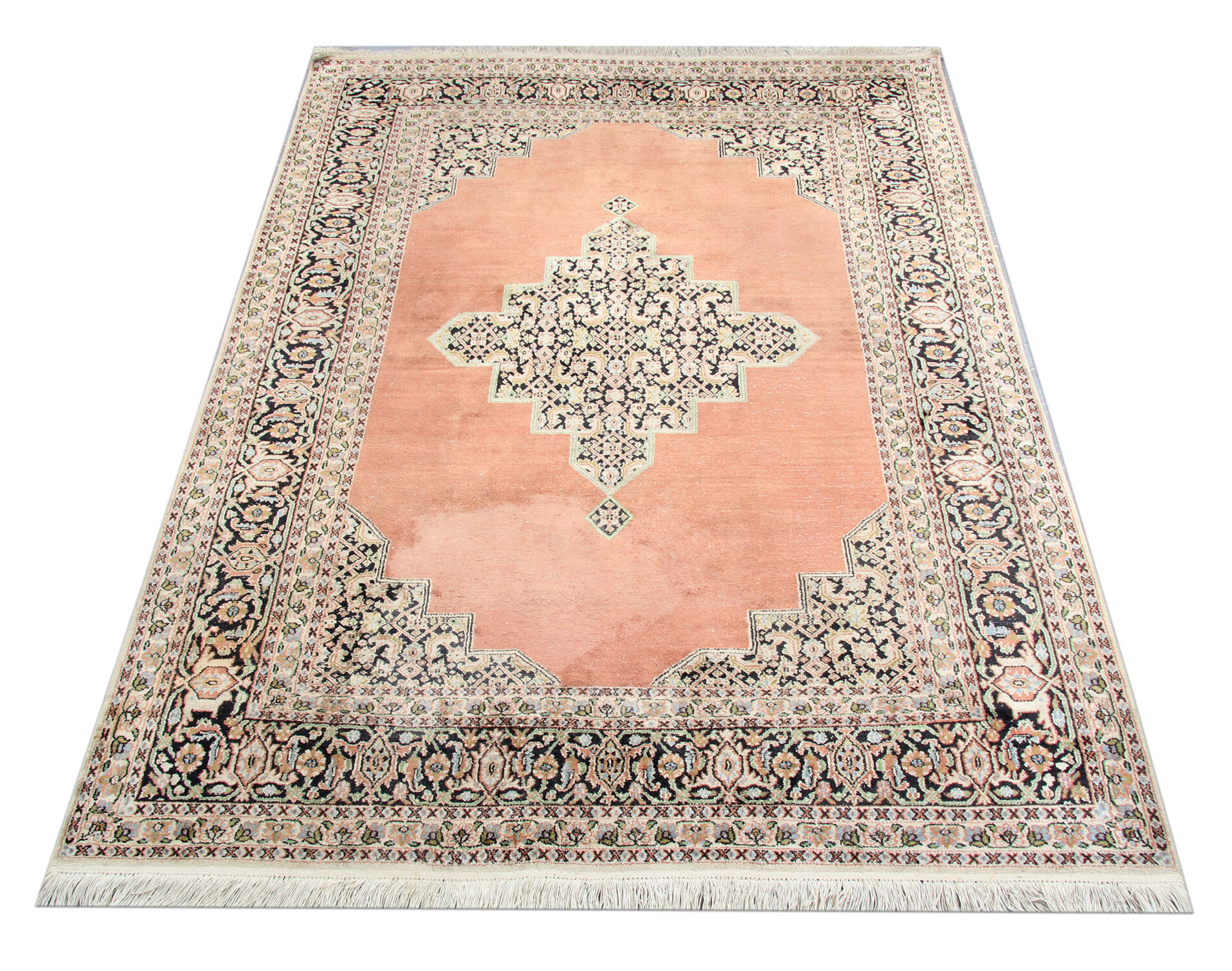 Oriental pakistani area rug orange wool carpet- 135x185cm