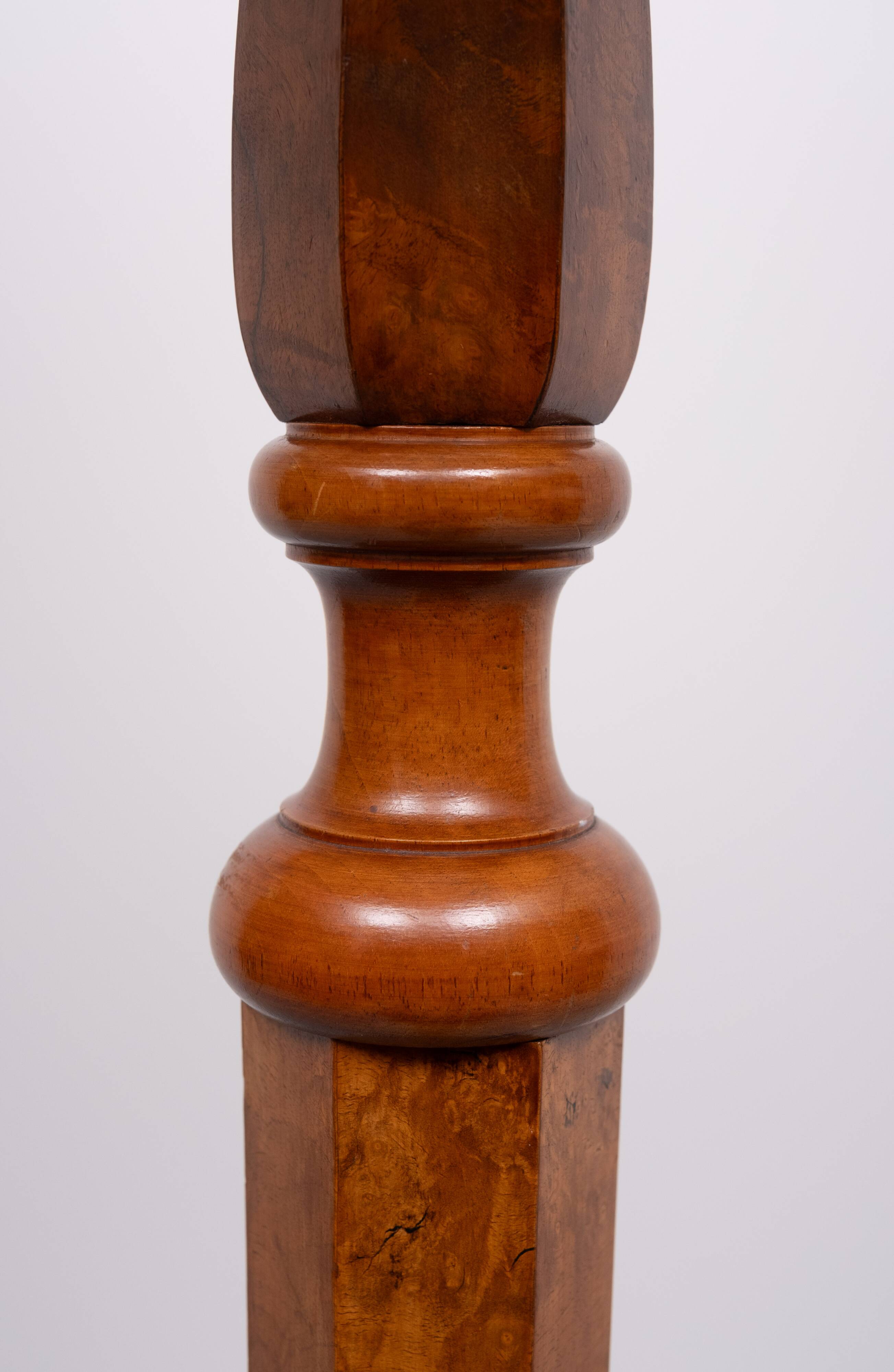 Stunning large Antique Biedermeier Burl floor lamp . Germany