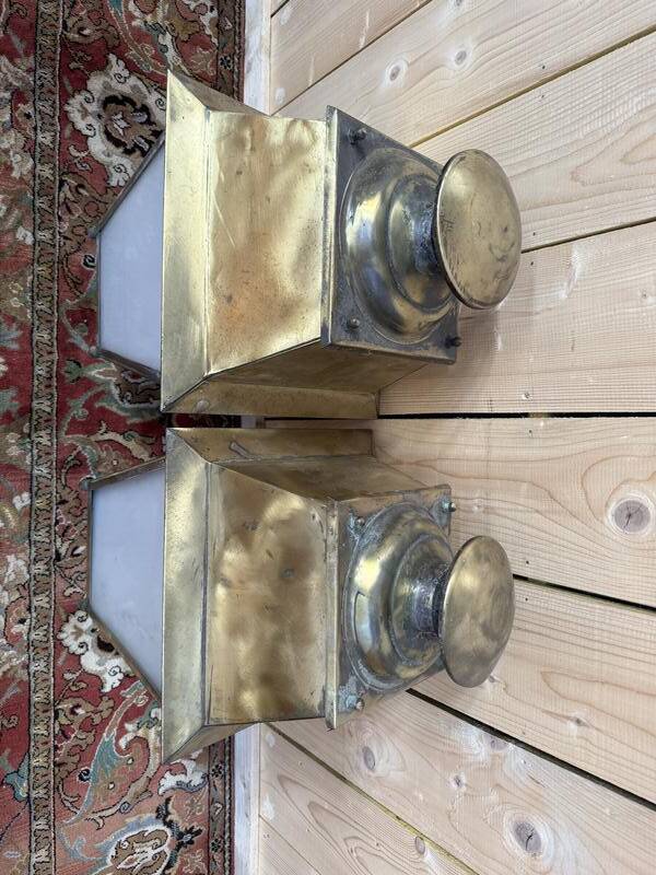 Paire de lampadaires - lanternes d'extérieur en laiton