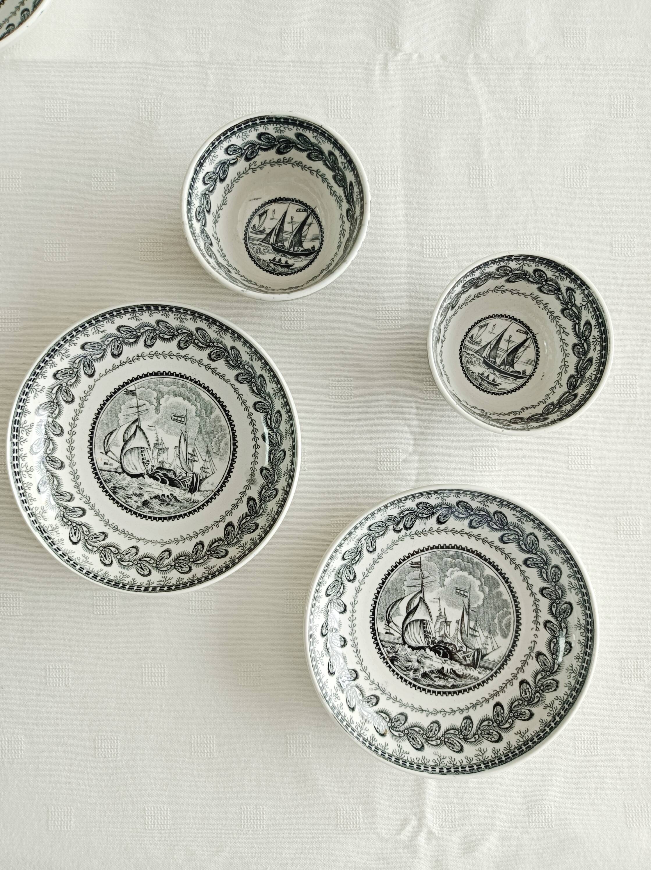 Set of 6 bowls and 2 cups Cappellemans, Jemmapes