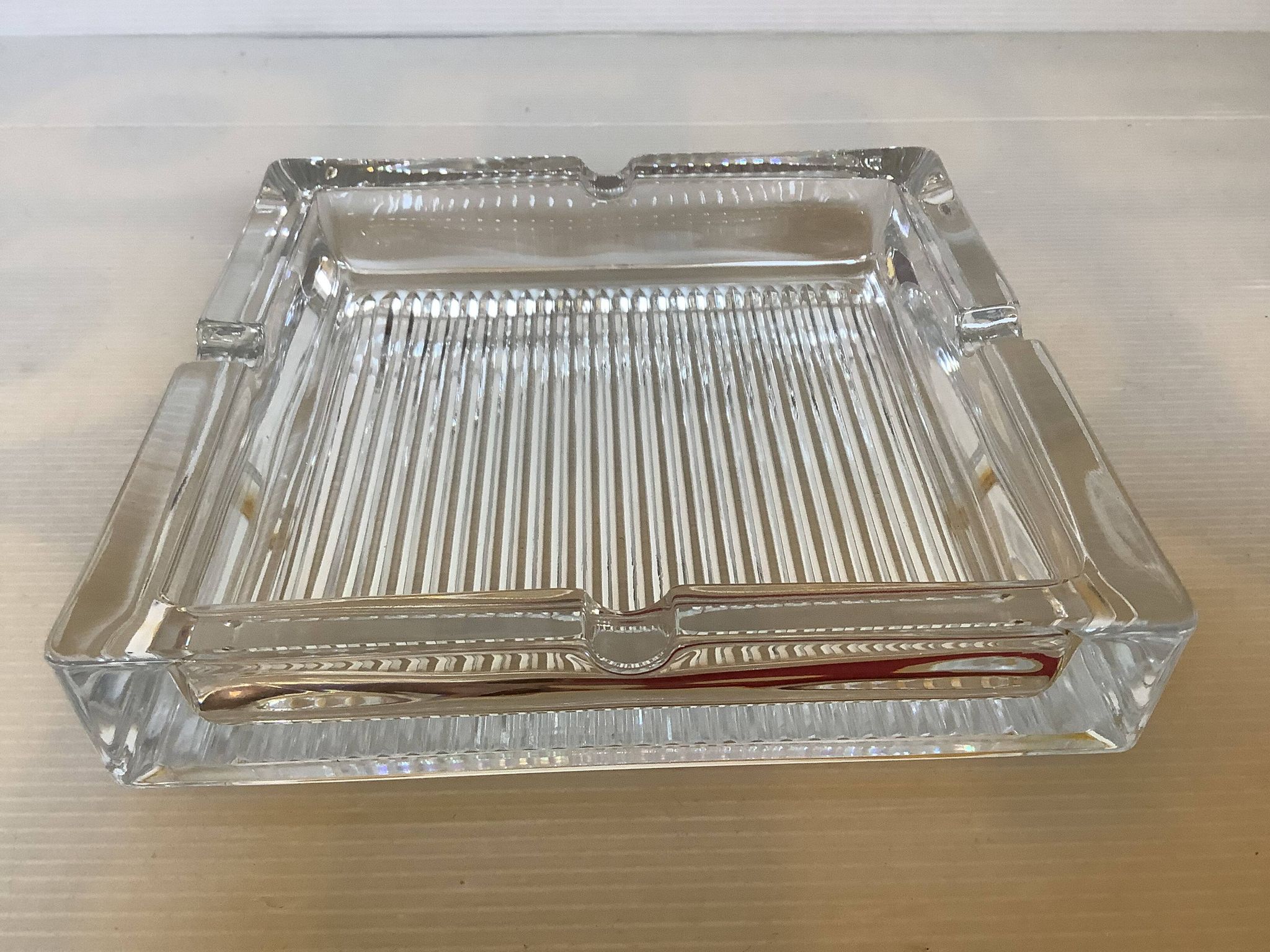 Large crystal ashtray and pocket tray.