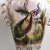 Pair of peacock vases by Hubert Bequet - Pearly ceramic - Belgium - 60s