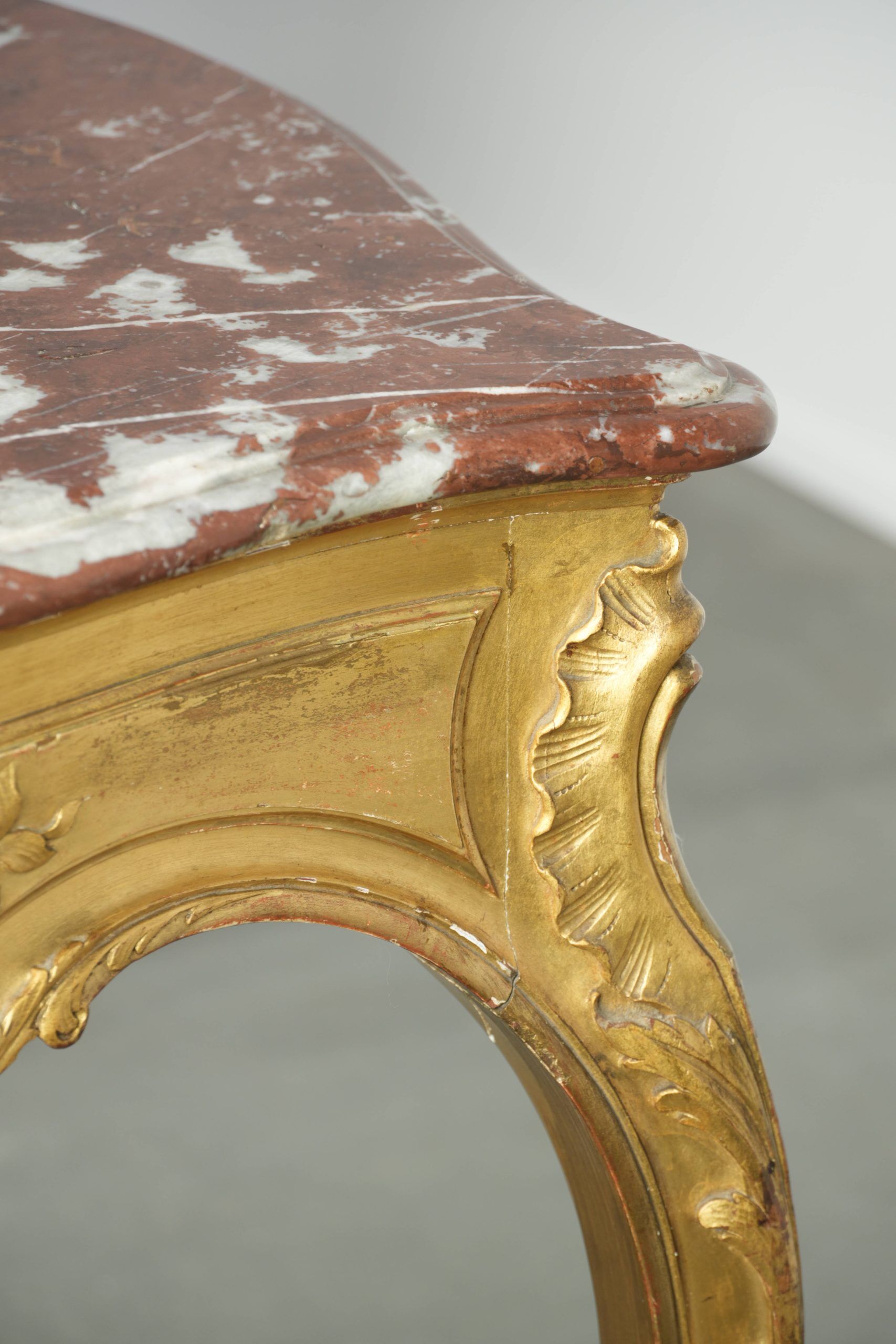 Antique French side table with marble tabletop from the 19th century