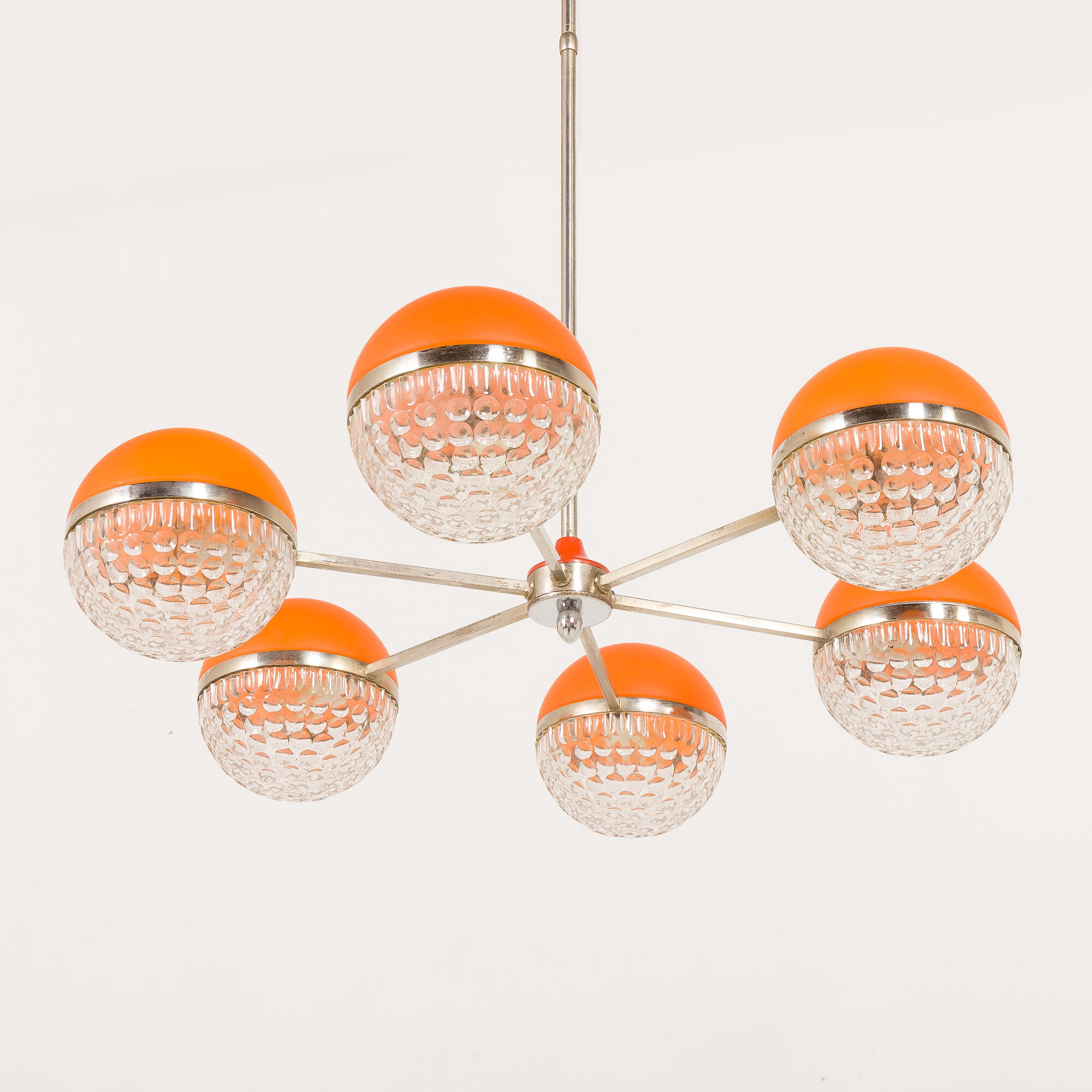 Italian Space Age chandelier with crystal glass shades, 1970s