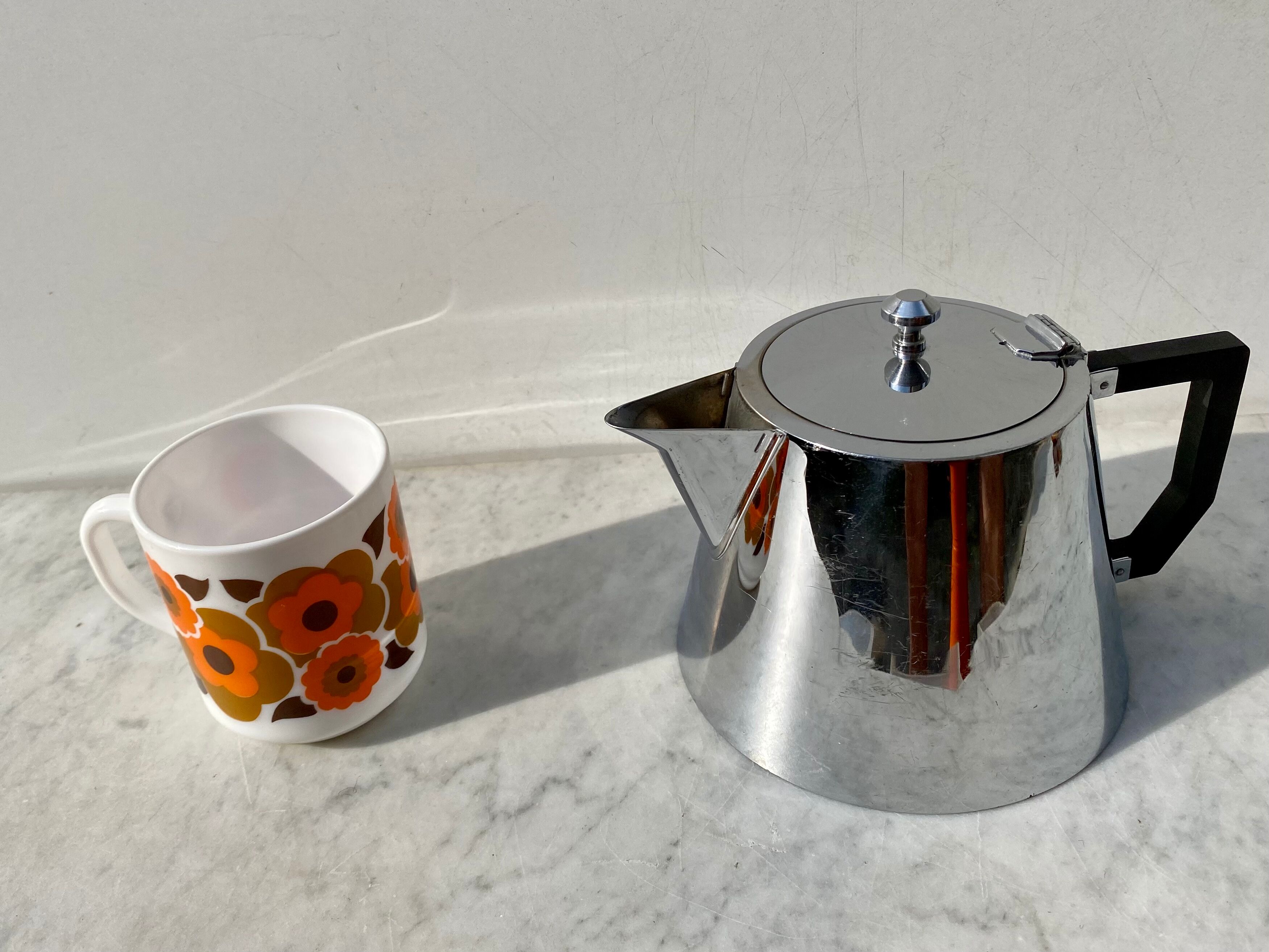 Teapot Selecta 1L nickel-plated brass and Bakelite vintage 60s