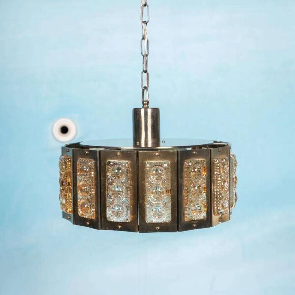 Suspension vintage en verre design danois, suspendue midcentury