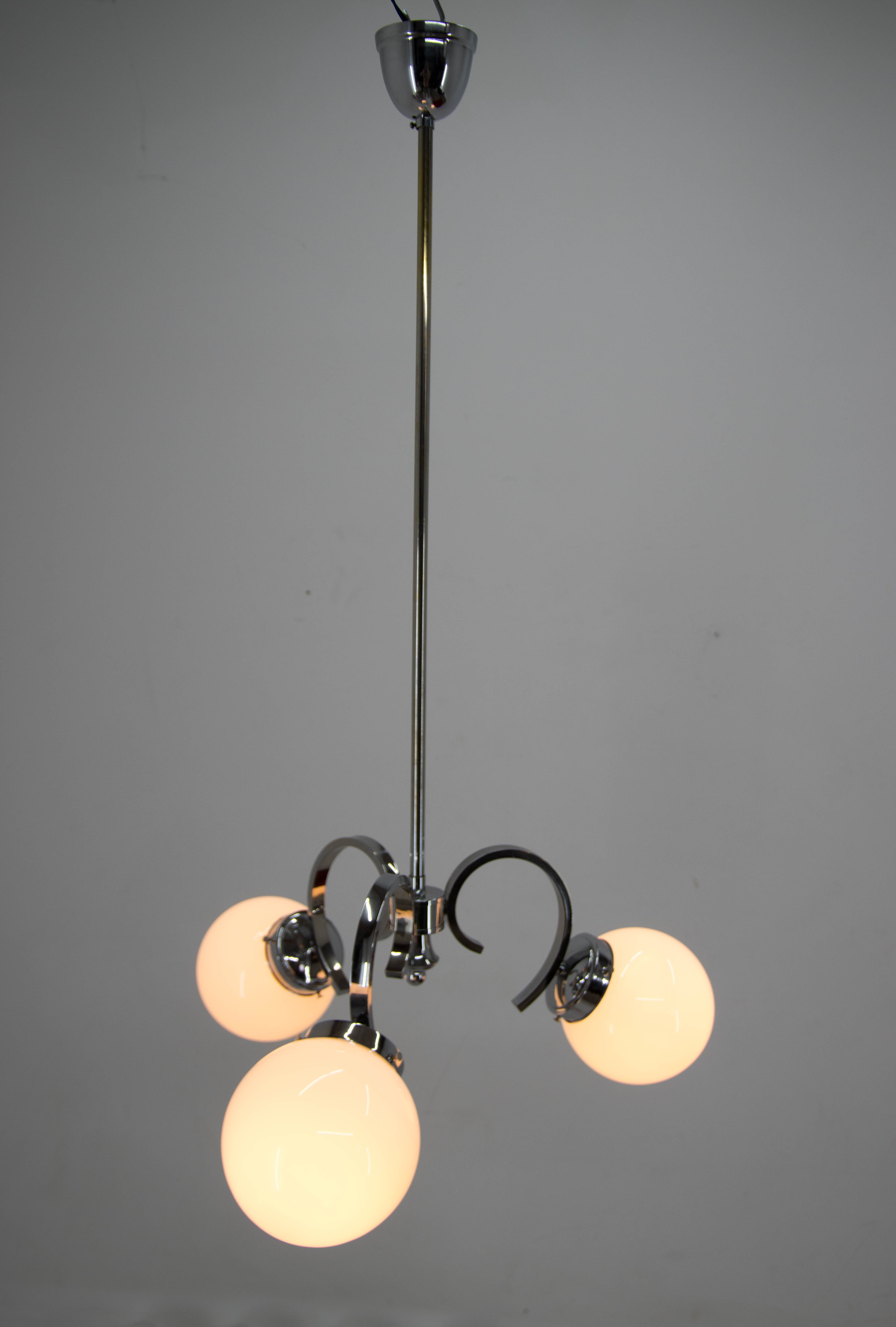 Art deco chandelier, 1930s, restored