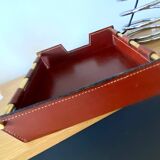 Vintage leather and brass office mail holder by Longchamp