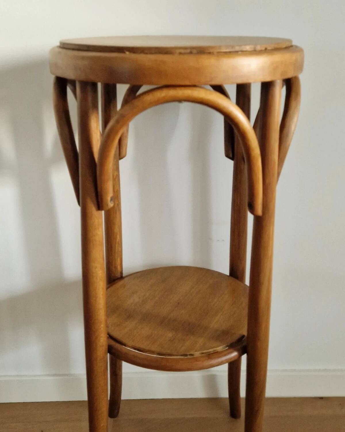1940s curved wood side table
