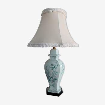 Large Chinese-inspired lamp made of Limoges porcelain