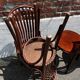 Lot of 4 vintage bistro chairs with slats in Thonet style.