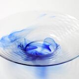 Vintage Bormioli Rocco Blue Swirl Glass Bowl, Mid-Century Italian Art Glass
