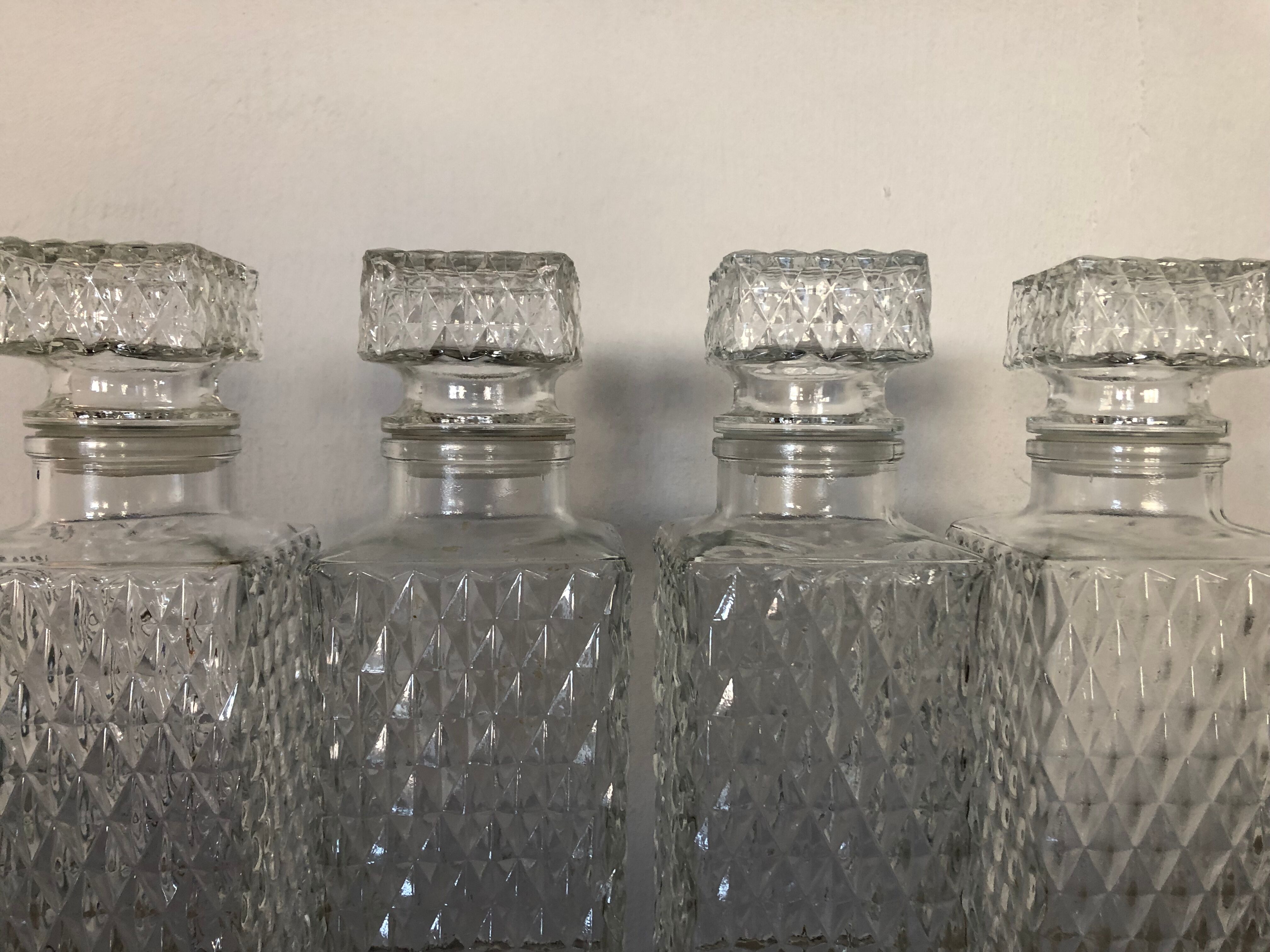 Set of 4 vintage glass decanters