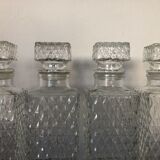 Set of 4 vintage glass decanters