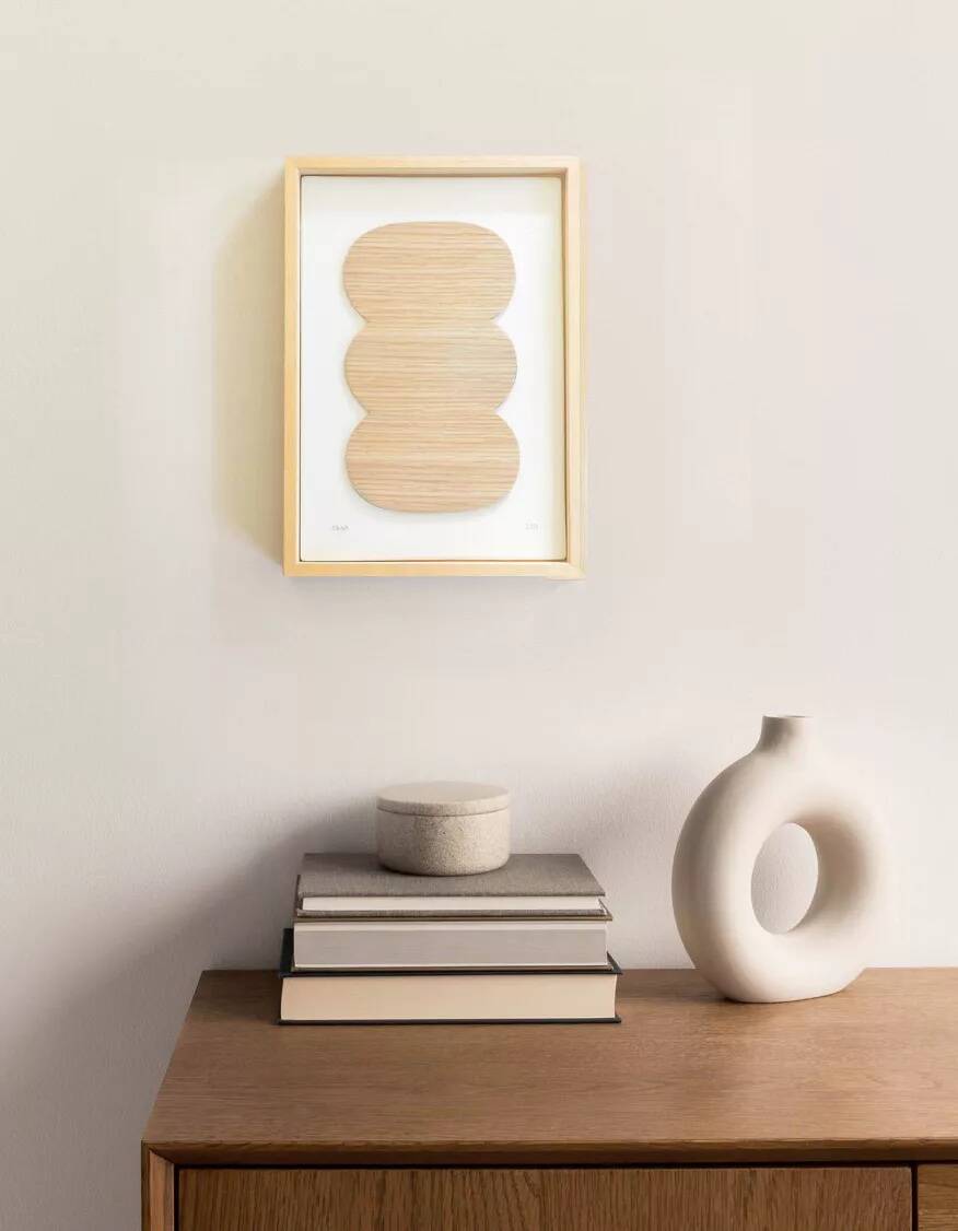 Tableau abstrait relief en bois découpé signé eawy