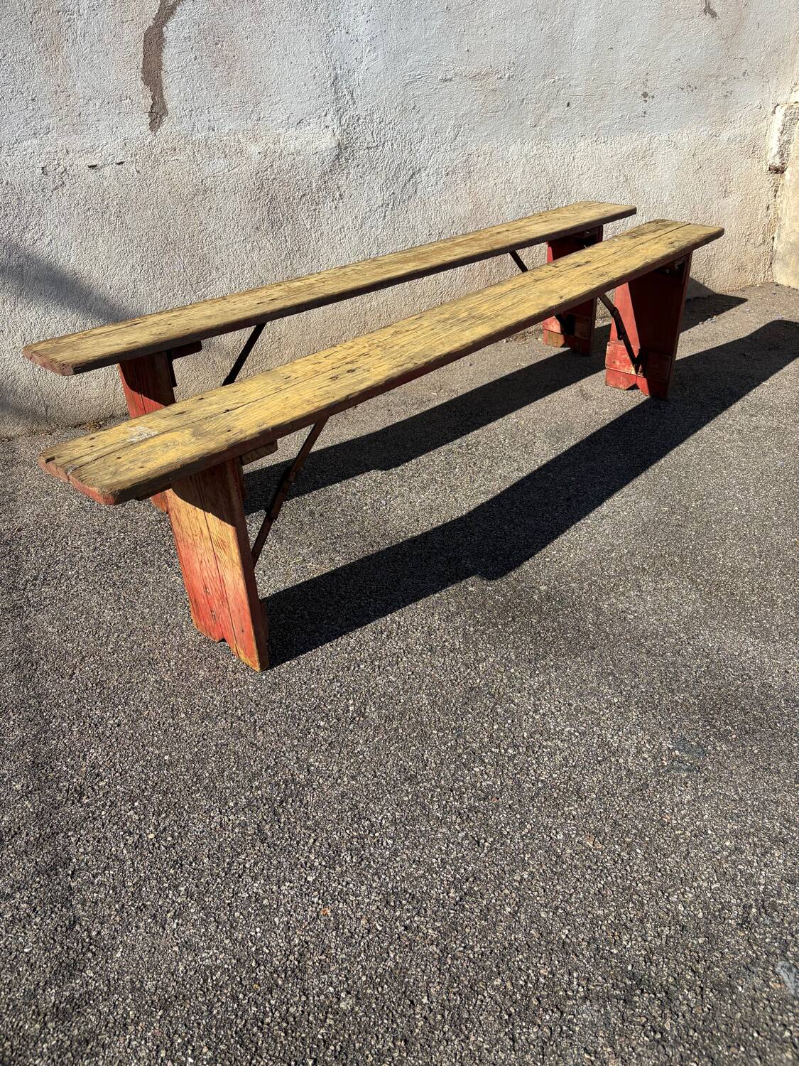 Paire de bancs de guinguette
