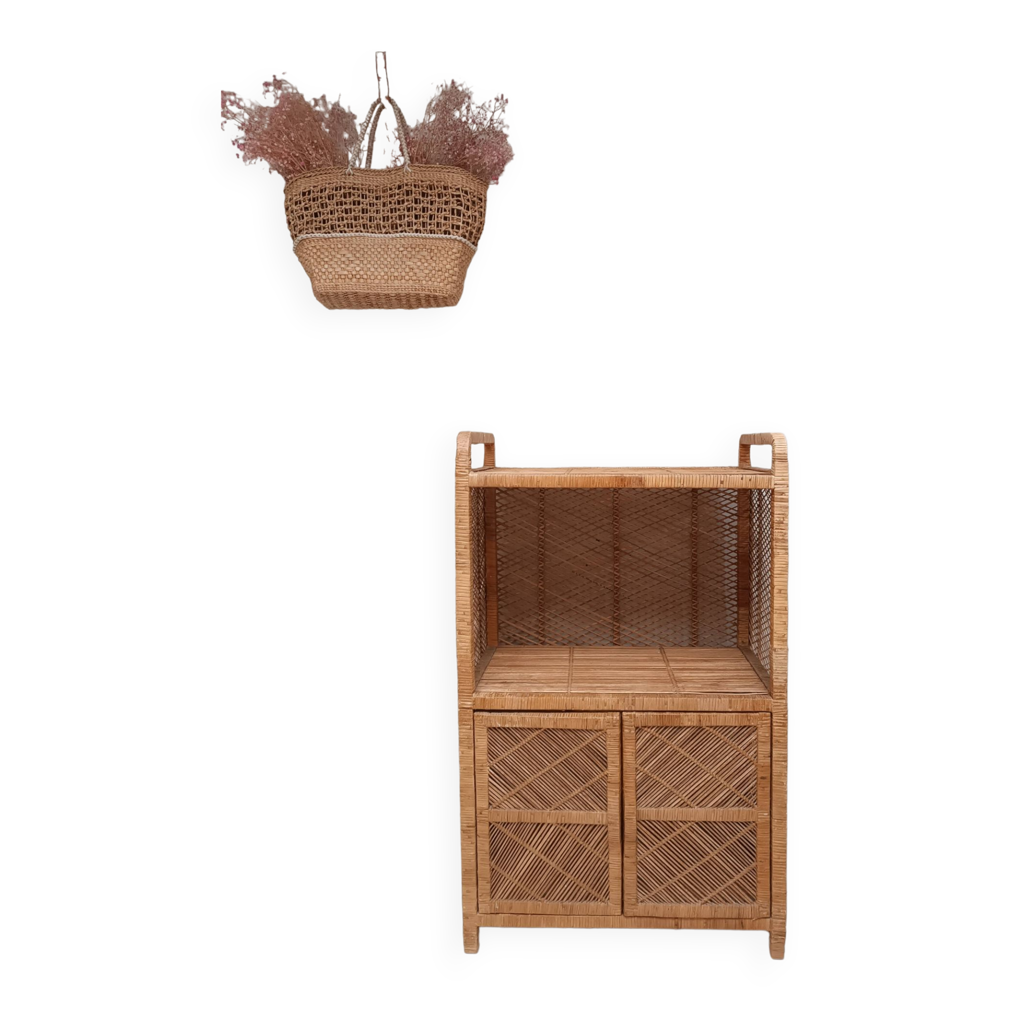 Buffet rattan bookcase shelf