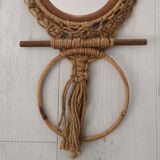 Owl macramé mirror of the 70s