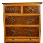 Vintage Chest of Drawers Burton Reproductions Burl Wood Veneer 116cm