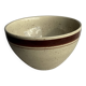 Large speckled beige salad bowl with ochre trim H14 D25