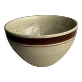 Grand saladier en beige moucheté à frise ocre H14 D25