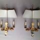 Pair of bronze and sheet metal hot water bottle wall lights
