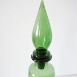 Italian decanter in green blown glass empoli