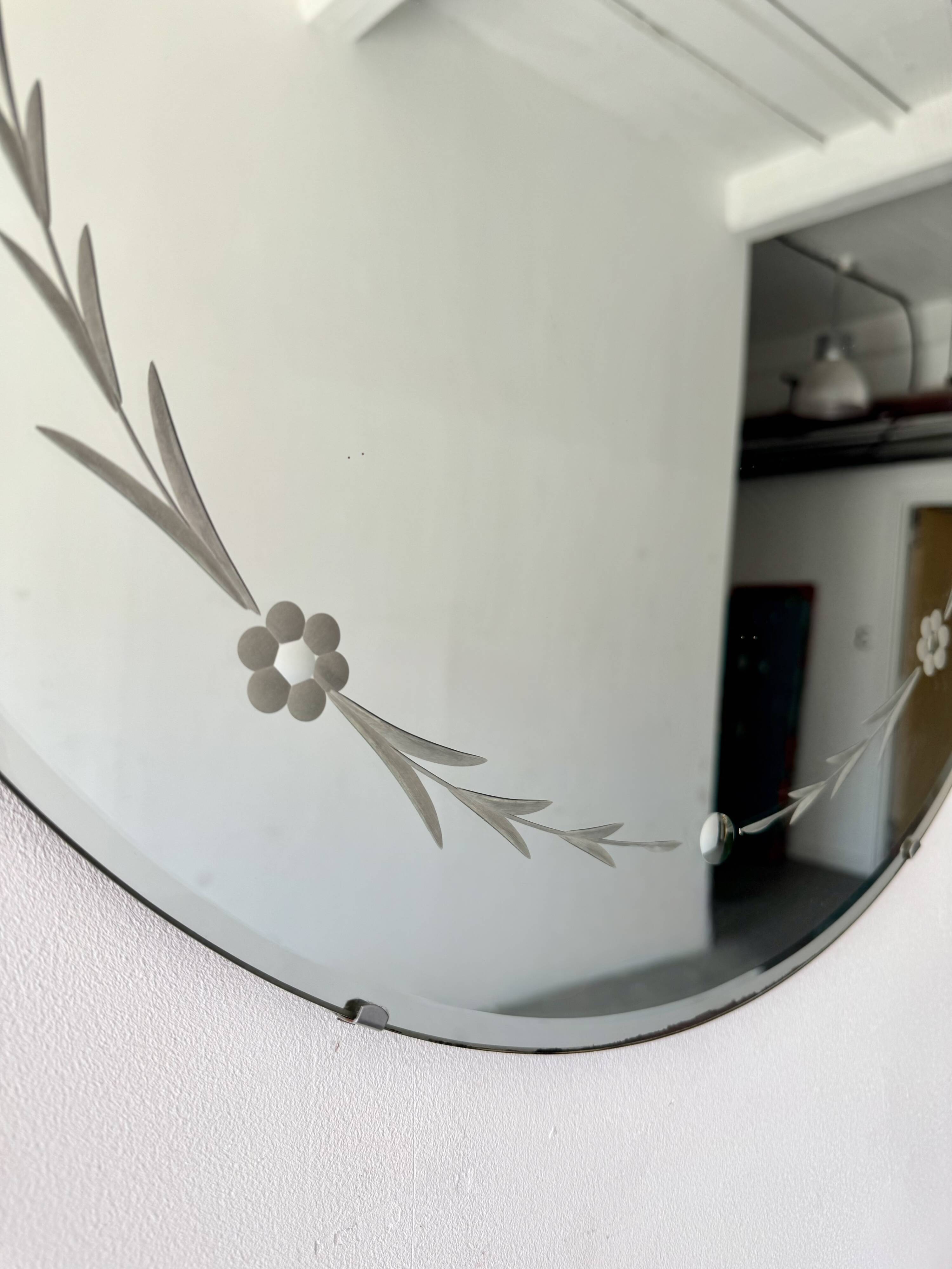 Miroir rond vintage sans cadre avec biseau