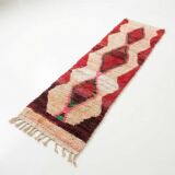 Red and beige Berber hallway rug 75 x 280 cm