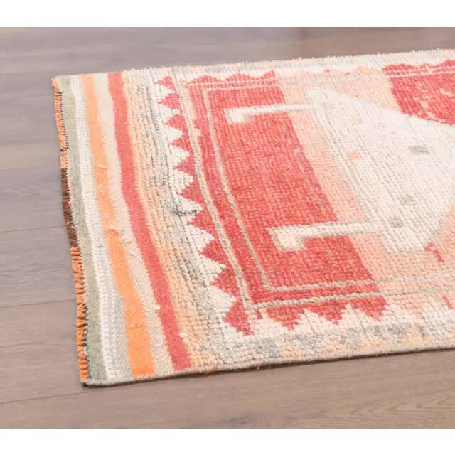 Vintage Turkish Hand-Knotted Wool Cotton Beige Runner Rug