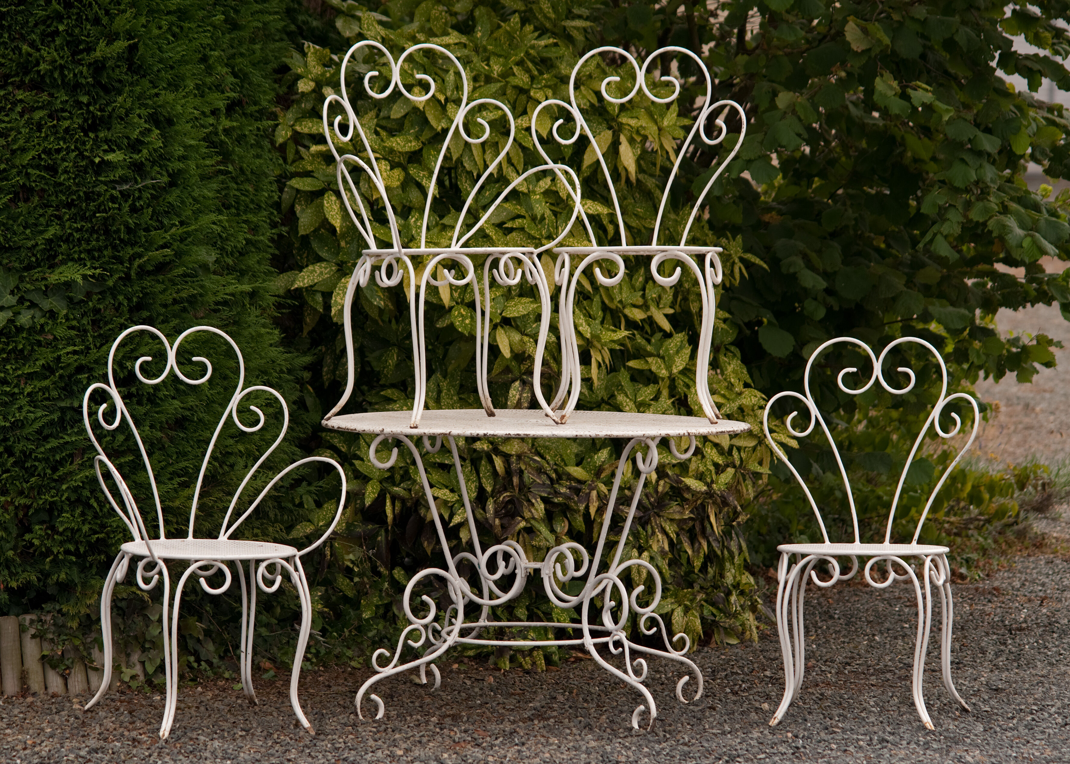Garden salon 60 year wrought iron 2 chairs 2 chairs 1 table spirit Mategeot