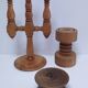 Three Scandinavian wooden candle holders, vintage design