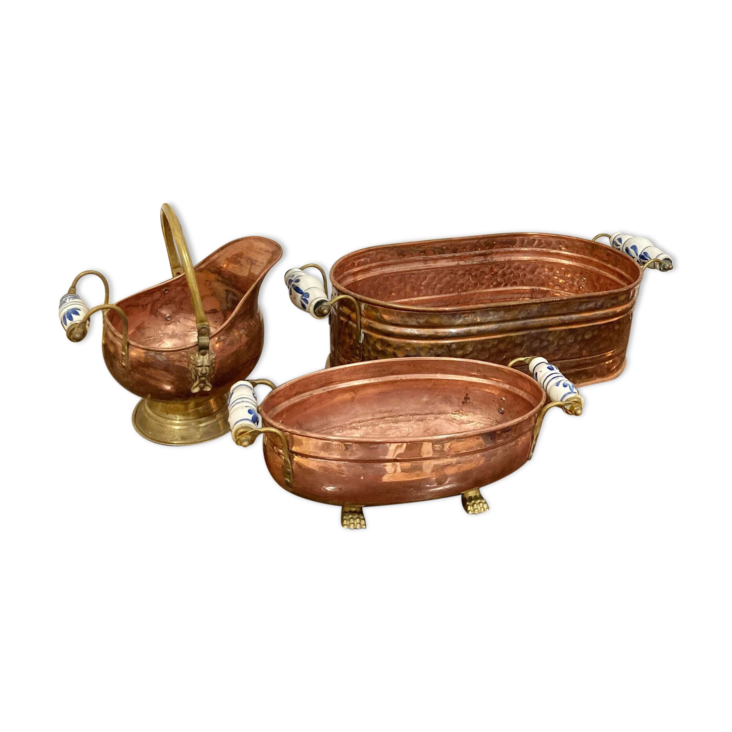 Lot of 3 copper decoration containers