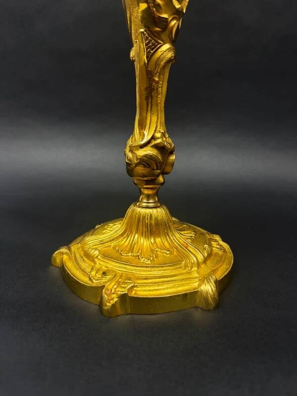 Very large five-light candelabra, in the Louis XV rocaille style, made of gilt bronze.