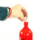 Midcentury alcohol bottle & shots set in red glass, Czechoslovakia circa 1960s