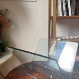 Post-modern Italian magazine rack FIAM glass and metal