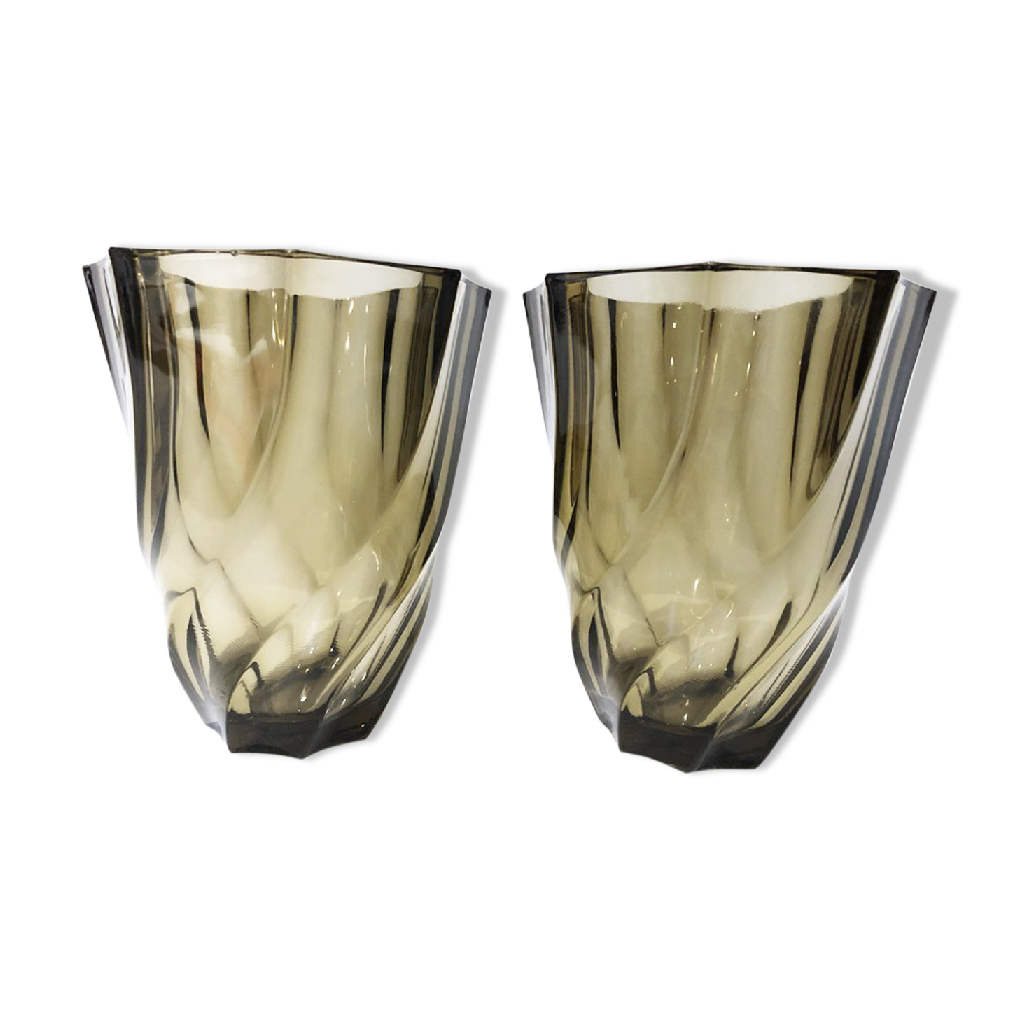 Pair of black glass vases, 1970