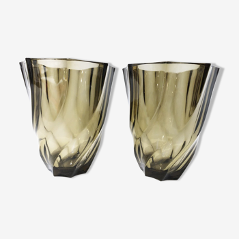 Pair of black glass vases, 1970